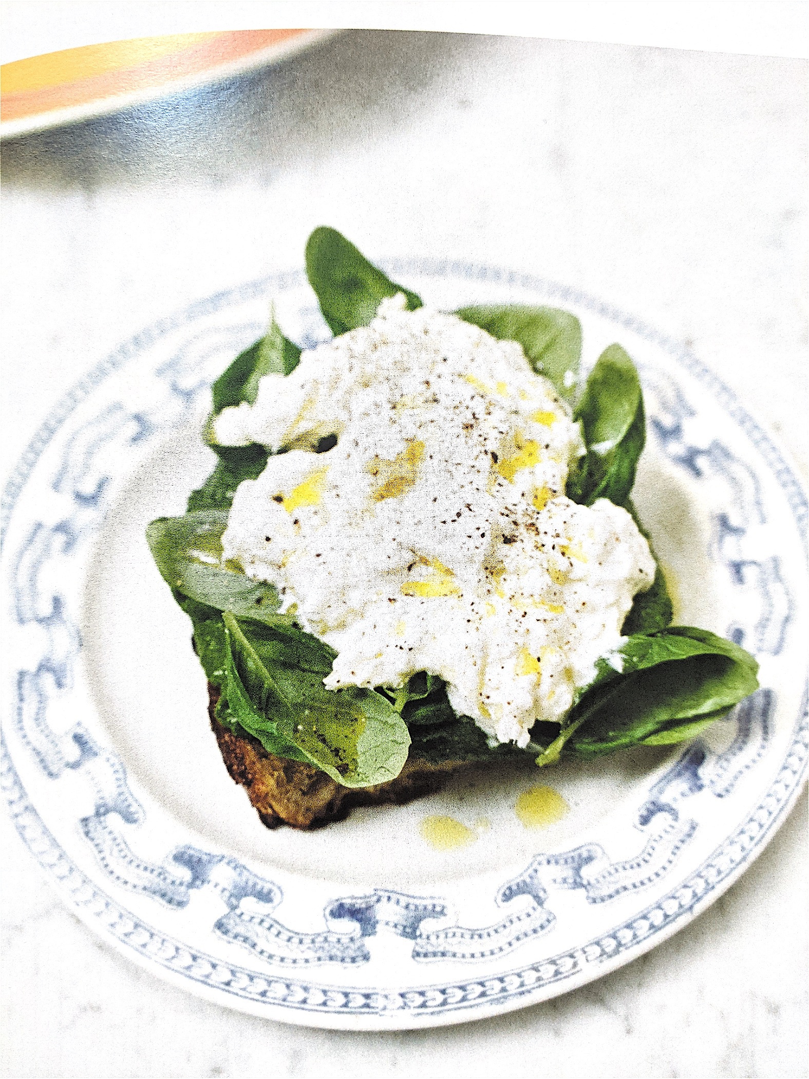Sourdough toast with stracciatella and salsa verde