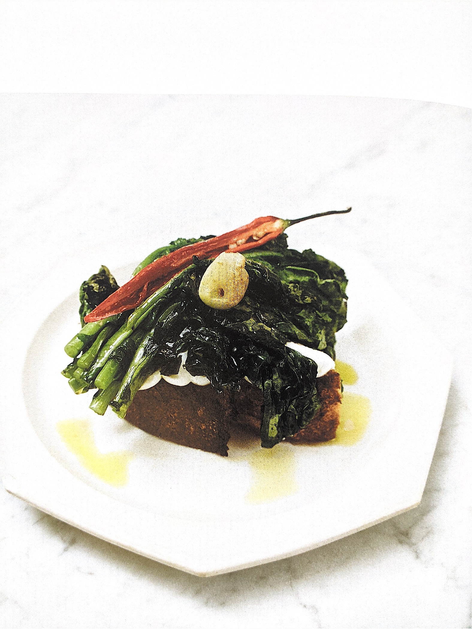 Toast with ricotta and cime di rapa
