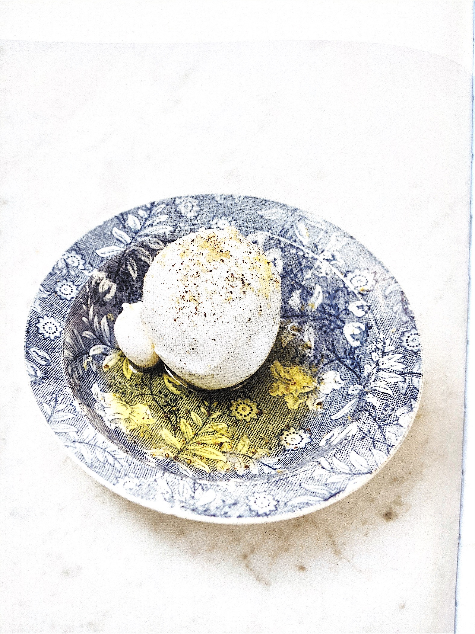 Mozzarella with olive oil, salt, and black pepper