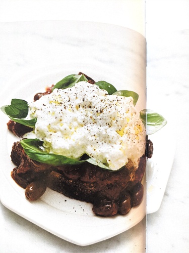 Sourdough toast with puttanesca and stracciatella