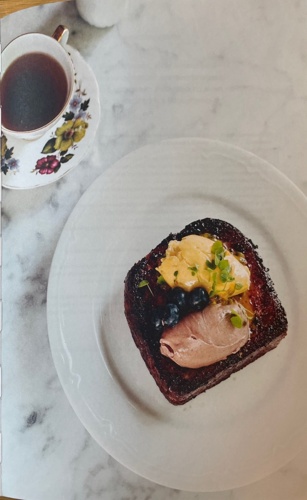 Fried brioche with passionfruit curd & whipped chocolate marscapone