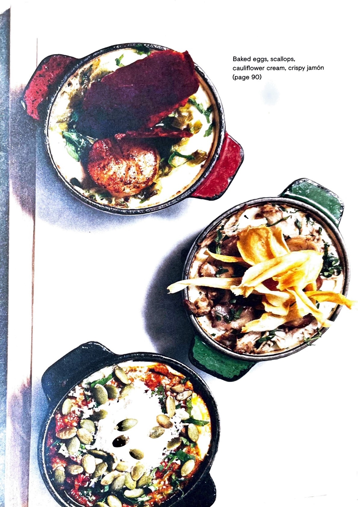 Baked eggs, duck rillettes, chestnuts, parsnip purée & parsnip crisps